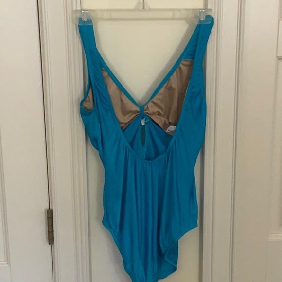 WOMENS AQUA ONE PIECE BATHING SUIT BY CHRISTINA NWOT - Picture 2 of 7